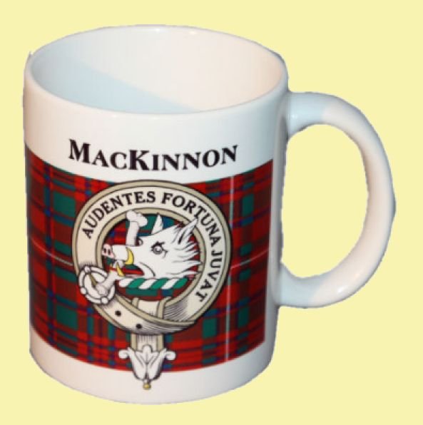 Image 0 of MacKinnon Tartan Clan Crest Ceramic Mugs MacKinnon Clan Badge Mugs Set of 2