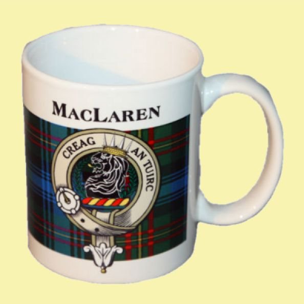 Image 0 of MacLaren Tartan Clan Crest Ceramic Mugs MacLaren Clan Badge Mugs Set of 2