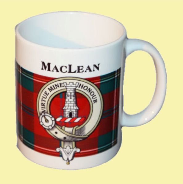 Image 0 of MacLean Tartan Clan Crest Ceramic Mugs MacLean Clan Badge Mugs Set of 2
