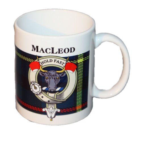 Image 1 of MacLeod Harris Tartan Clan Ceramic Mugs MacLeod Harris Clan Badge Mugs Set of 2
