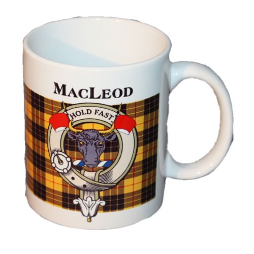 Image 1 of MacLeod Lewis Tartan Clan Ceramic Mugs MacLeod Lewis Clan Badge Mugs Set of 2