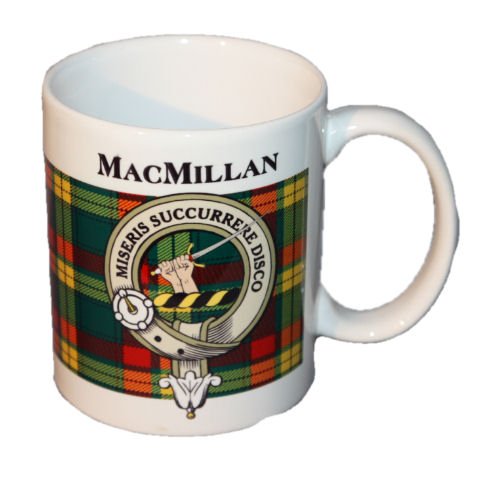 Image 1 of MacMillan Tartan Clan Crest Ceramic Mugs MacMillan Clan Badge Mugs Set of 2