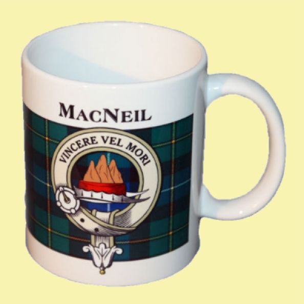 Image 0 of MacNeil Tartan Clan Crest Ceramic Mugs MacNeil Clan Badge Mugs Set of 2