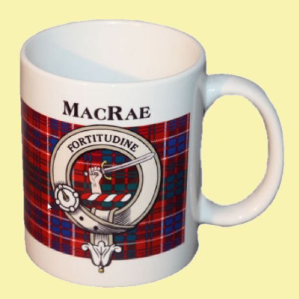 Image 0 of MacRae Tartan Clan Crest Ceramic Mugs MacRae Clan Badge Mugs Set of 2