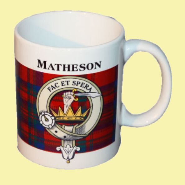 Image 0 of Matheson Tartan Clan Crest Ceramic Mugs Matheson Clan Badge Mugs Set of 2