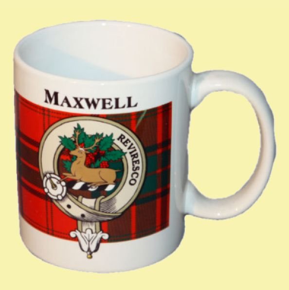 Image 0 of Maxwell Tartan Clan Crest Ceramic Mugs Maxwell Clan Badge Mugs Set of 2