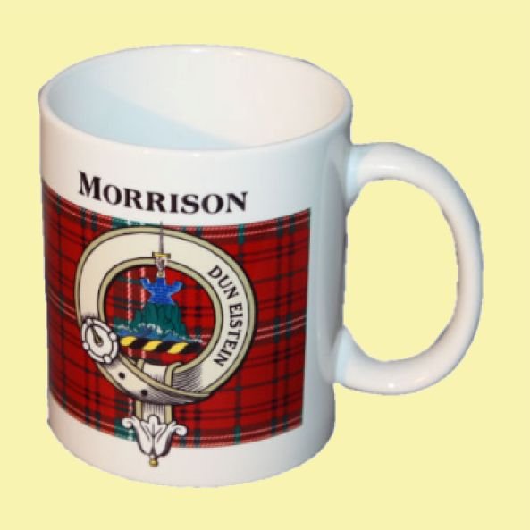 Image 0 of Morrison Tartan Clan Crest Ceramic Mugs Morrison Clan Badge Mugs Set of 2