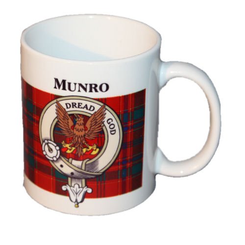 Image 1 of Munro Tartan Clan Crest Ceramic Mugs Munro Clan Badge Mugs Set of 2