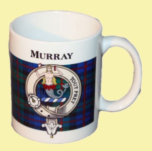 Image 0 of Murray Tartan Clan Crest Ceramic Mugs Murray Clan Badge Mugs Set of 2