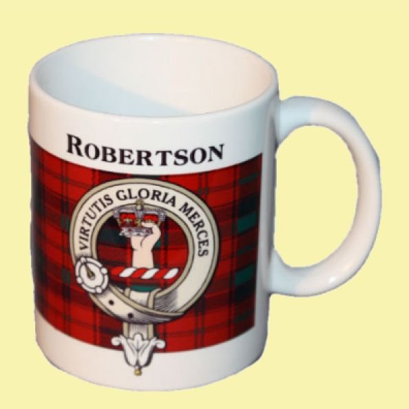 Image 0 of Robertson Tartan Clan Crest Ceramic Mugs Robertson Clan Badge Mugs Set of 2