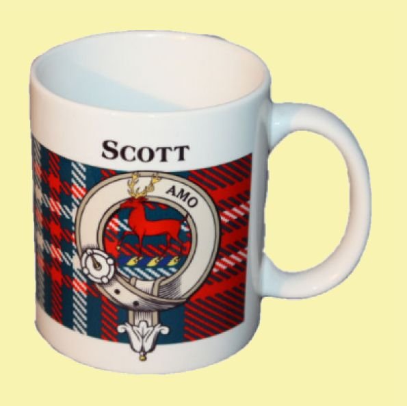 Image 0 of Scott Tartan Clan Crest Ceramic Mugs Scott Clan Badge Mugs Set of 2