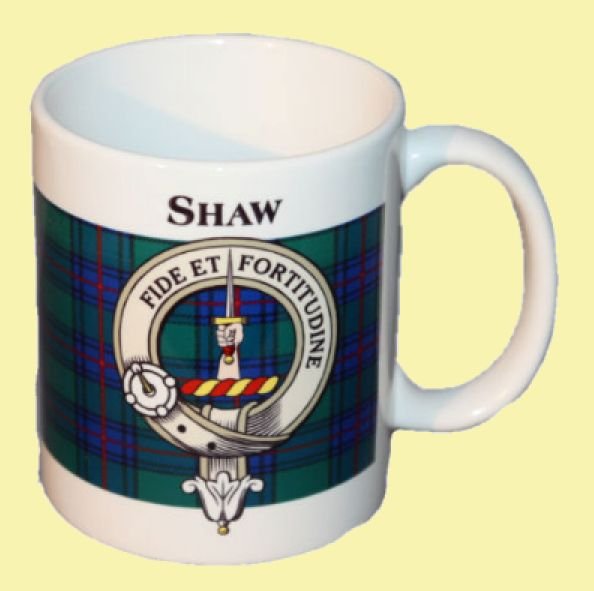 Image 0 of Shaw Tartan Clan Crest Ceramic Mugs Shaw Clan Badge Mugs Set of 2