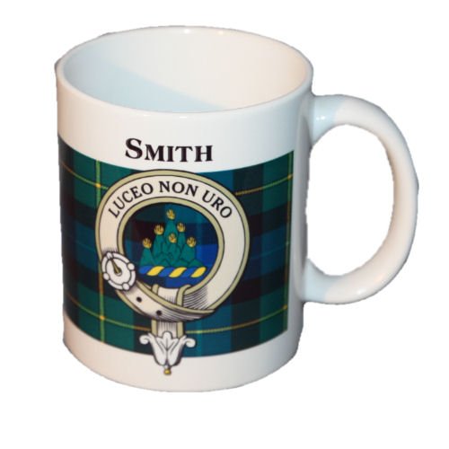 Image 1 of Smith Tartan Clan Crest Ceramic Mugs Smith Clan Badge Mugs Set of 2