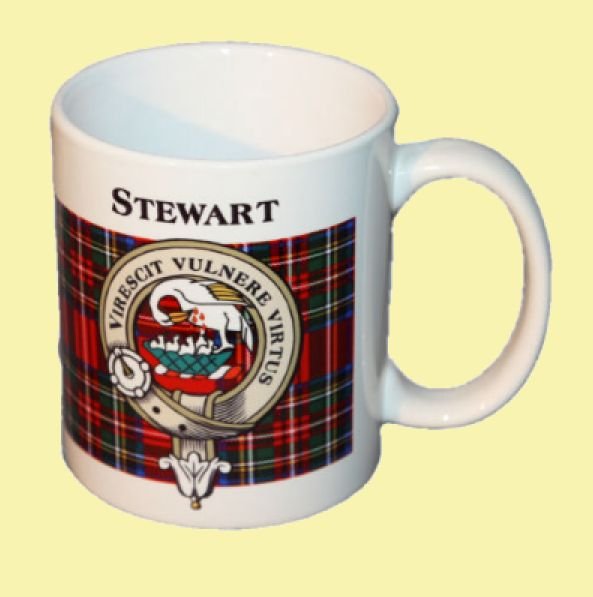Image 0 of Stewart Tartan Clan Crest Ceramic Mugs Stewart Clan Badge Mugs Set of 2