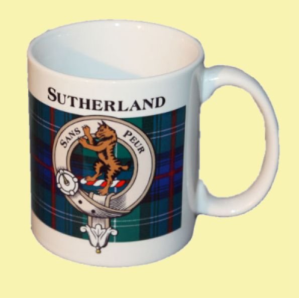 Image 0 of Sutherland Tartan Clan Crest Ceramic Mugs Sutherland Clan Badge Mugs Set of 2