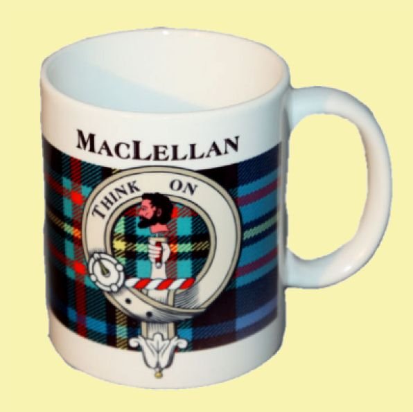 Image 0 of MacLellan Tartan Clan Crest Ceramic Mugs MacLellan Clan Badge Mugs Set of 2