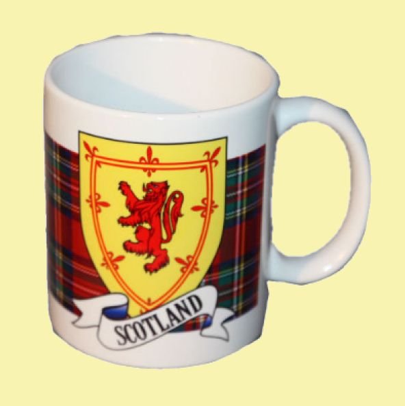 Image 0 of Lion Rampant Tartan Crest Ceramic Mugs Lion Rampant Badge Mugs Set of 4