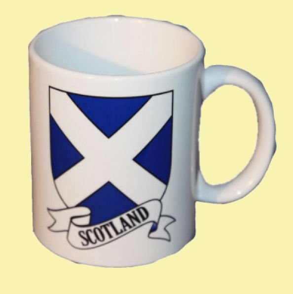 Image 0 of Saltire Cross Tartan Crest Ceramic Mugs Saltire Cross Badge Mugs Set of 2
