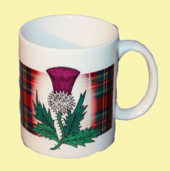 Image 0 of Scottish Thistle Tartan Crest Ceramic Mugs Scottish Thistle Badge Mugs Set of 2