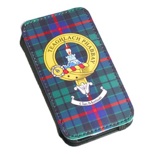 Image 1 of Clan Crest Tartan Badge Leather Black iPhone 4 Flipcover Clan Badge Flipcase