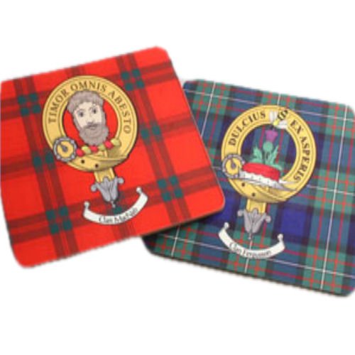 Image 1 of Clan Crest Tartan Badge Wooden Placemats Set of 4