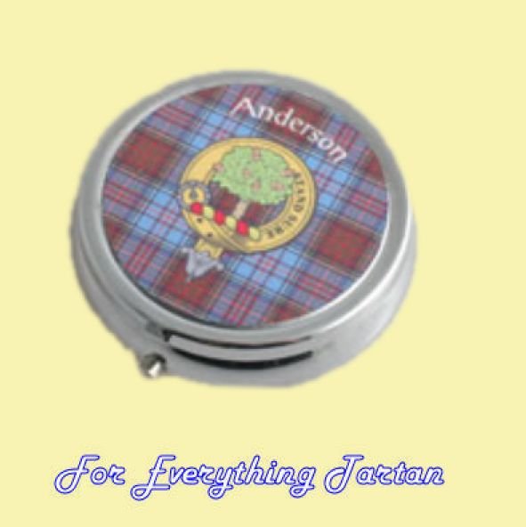 Image 0 of Clan Crest Tartan Badge Polished Metal Round Trinket Box Pillbox