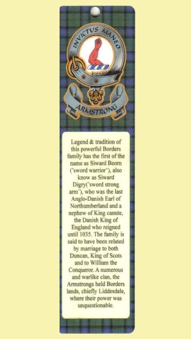 Image 0 of Armstrong Clan Tartan Clan Armstrong Badge Laminated Bookmarks Set of 2