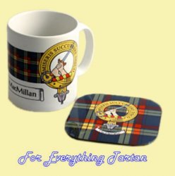 Clan Crest Tartan Badge Ceramic Mug And Wooden Coaster Gift Set