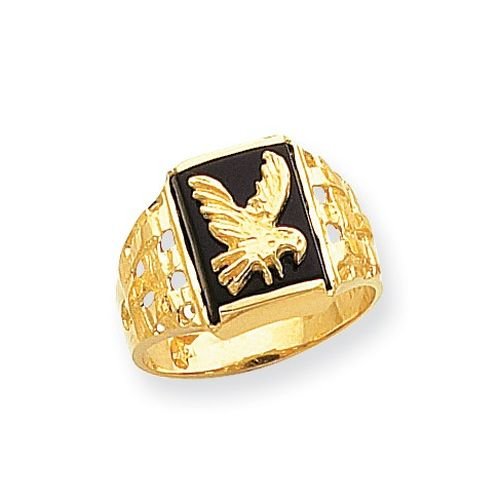 Image 1 of Gold Eagle Black Onyx Rectangular Polished 14K Yellow Gold Band Ring