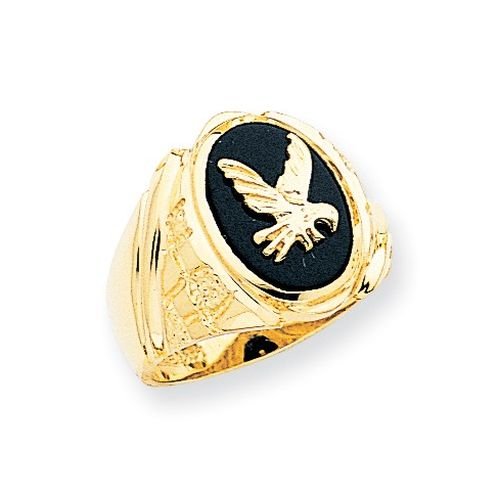 Image 1 of Gold Eagle Black Onyx Oval Polished 14K Yellow Gold Band Ring