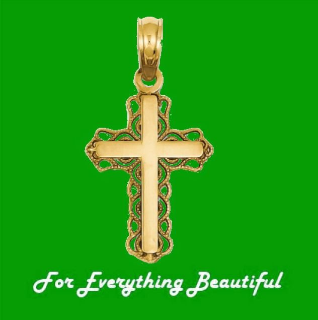 Image 0 of Budded Cross Filigree Accented 14K Yellow Gold Charm