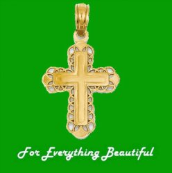 Bianca Budded Cross Filigree Accented 14K Yellow Gold Charm