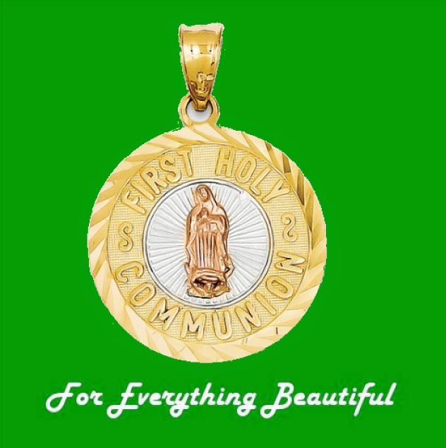 Image 0 of First Holy Communion Round 14K Two Tone Gold Charm