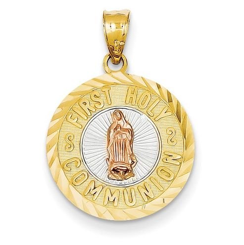 Image 1 of First Holy Communion Round 14K Two Tone Gold Charm