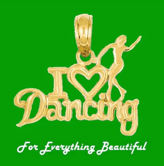 Image 0 of I Love Dancing Script Small 14K Yellow Gold Charm