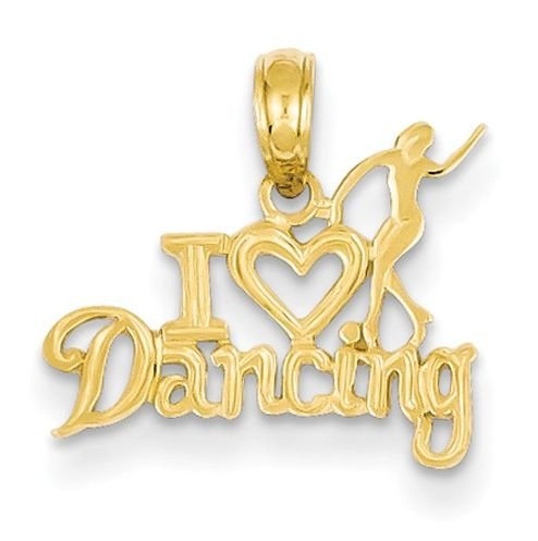 Image 1 of I Love Dancing Script Small 14K Yellow Gold Charm