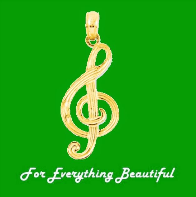Image 0 of Treble Clef Musical Note 14K Yellow Gold Charm