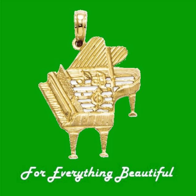 Image 0 of Grand Piano Musical 14K Yellow Gold Pendant Charm