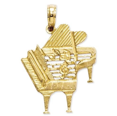 Image 1 of Grand Piano Musical 14K Yellow Gold Pendant Charm