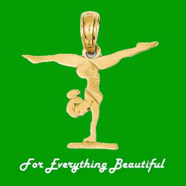 Image 0 of Gymnastics Olympic Sports Small 14K Yellow Gold Pendant Charm