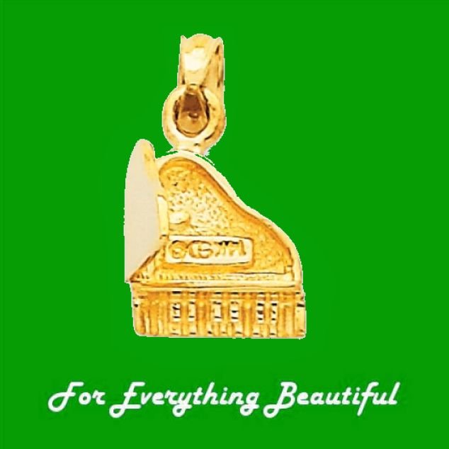 Image 0 of Grand Piano Musical 3D Moveable Lid Small 14K Yellow Gold Pendant Charm