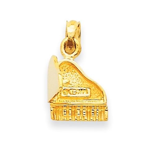 Image 1 of Grand Piano Musical 3D Moveable Lid Small 14K Yellow Gold Pendant Charm