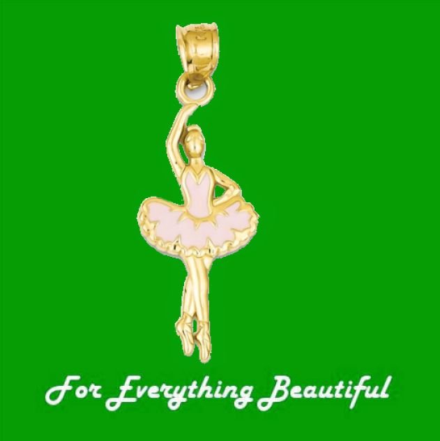 Image 0 of Enameled Dancing Ballerina 14K Yellow Gold Pendant Charm