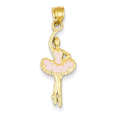 Image 1 of Enameled Dancing Ballerina 14K Yellow Gold Pendant Charm