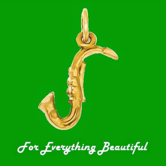 Image 0 of Saxophone Musical 3D Small 14K Yellow Gold Pendant Charm