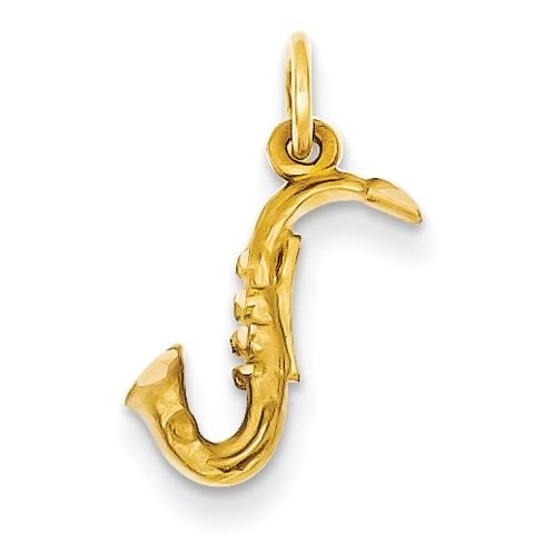 Image 1 of Saxophone Musical 3D Small 14K Yellow Gold Pendant Charm