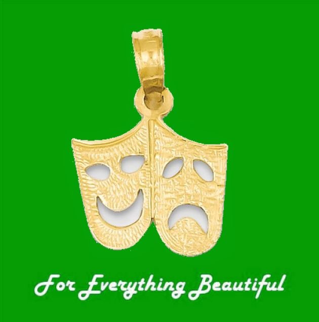 Image 0 of Comedy Tragedy Drama Musical Small 14K Yellow Gold Pendant Charm