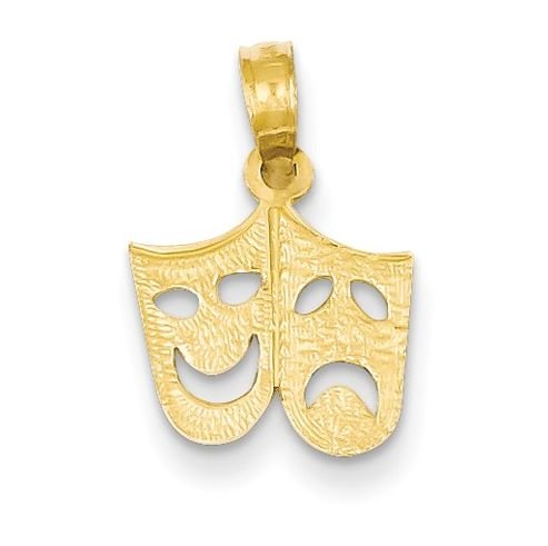 Image 1 of Comedy Tragedy Drama Musical Small 14K Yellow Gold Pendant Charm