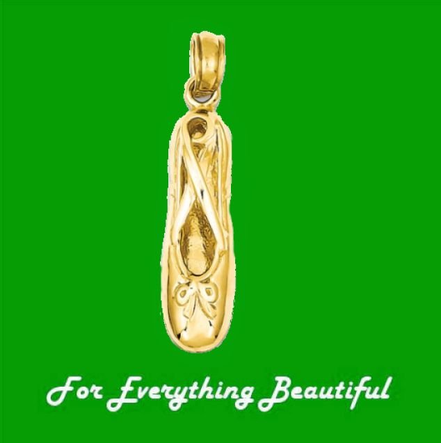 Image 0 of Ballet Slipper Dancing 14K Yellow Gold Pendant Charm