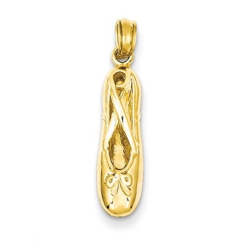 Image 1 of Ballet Slipper Dancing 14K Yellow Gold Pendant Charm